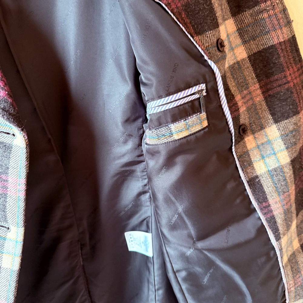 Lands' End Women's Plaid Wool-Blend Peacoat - Gray & Purple, Sz 10 P - Picture 7 of 10
